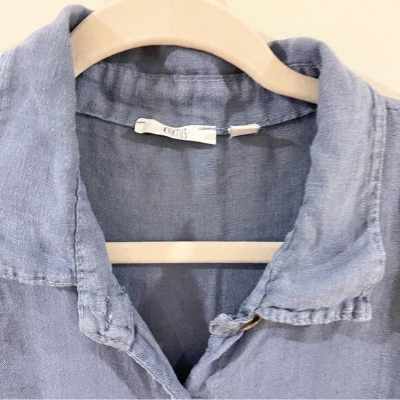 Kaktus Linen Lightweight Tunic Top Woman’s size S Long sleeves pockets blue - Picture 4 of 9